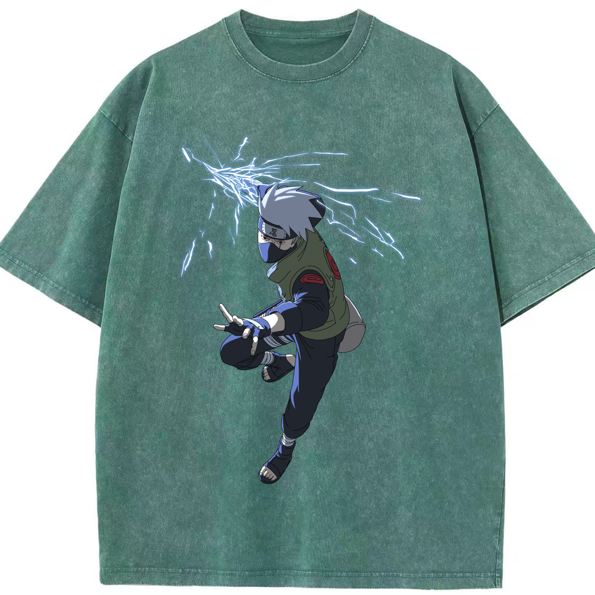（画像用） NARUTO -ナルト- はたけ カカシ Hatake Kakashi 綿100% ヴィンテージ風 半袖Tシャツ（フロントプリント）